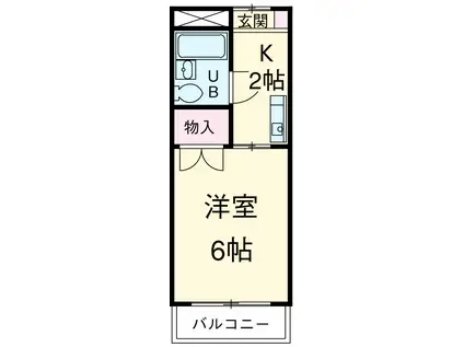 カーサ武蔵(1K/1階)の間取り写真
