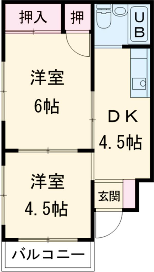 睦美マンション(2DK/3階)の間取り写真