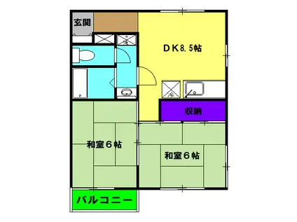 エクセル谷津(2DK/2階)の間取り写真