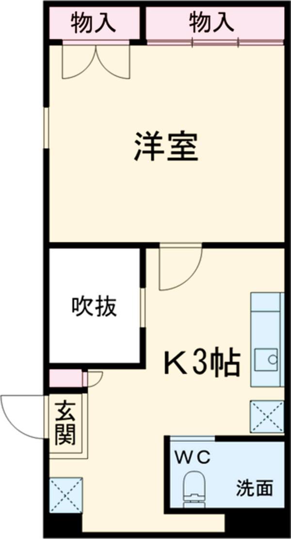 第一小山ハイツ(1K/3階)の間取り写真