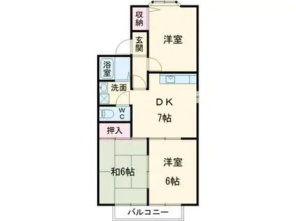 オプティマⅡ A棟(3DK/2階)の間取り写真