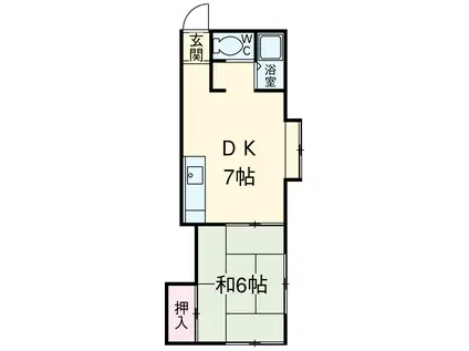 かんぜ東(1DK/2階)の間取り写真