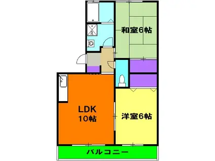クレセントK(2LDK/1階)の間取り写真