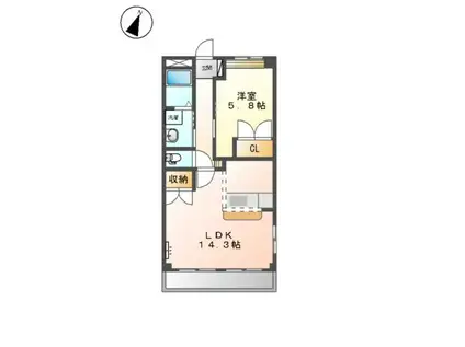 ディア フェリーチェ(1LDK/2階)の間取り写真