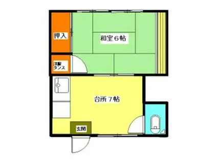 元木荘(1DK/1階)の間取り写真