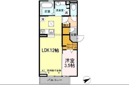 エスペランサS Ⅵ(1LDK/1階)の間取り写真