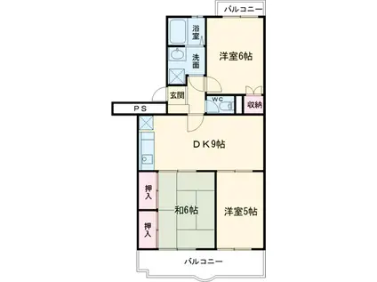 アイリス・クイーンB棟(3LDK/2階)の間取り写真