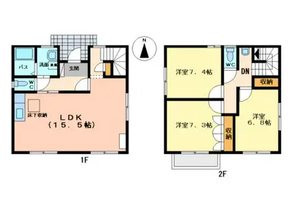 東海道本線 岐阜駅 バス乗車時間：22分 鶉ターミナルバス停で下車 徒歩7分 2階建 築18年(3LDK)の間取り写真
