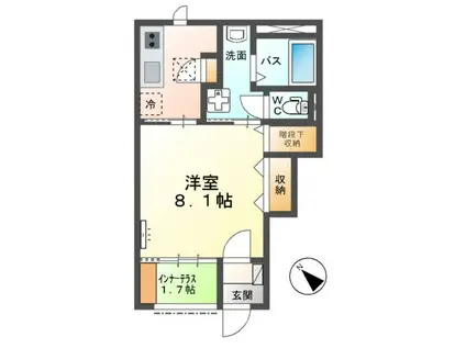 プルメリア(1K/1階)の間取り写真