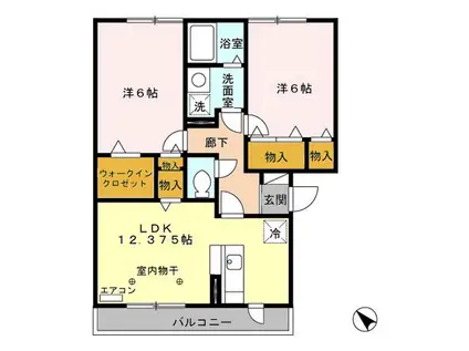 グラスミア(2LDK/3階)の間取り写真
