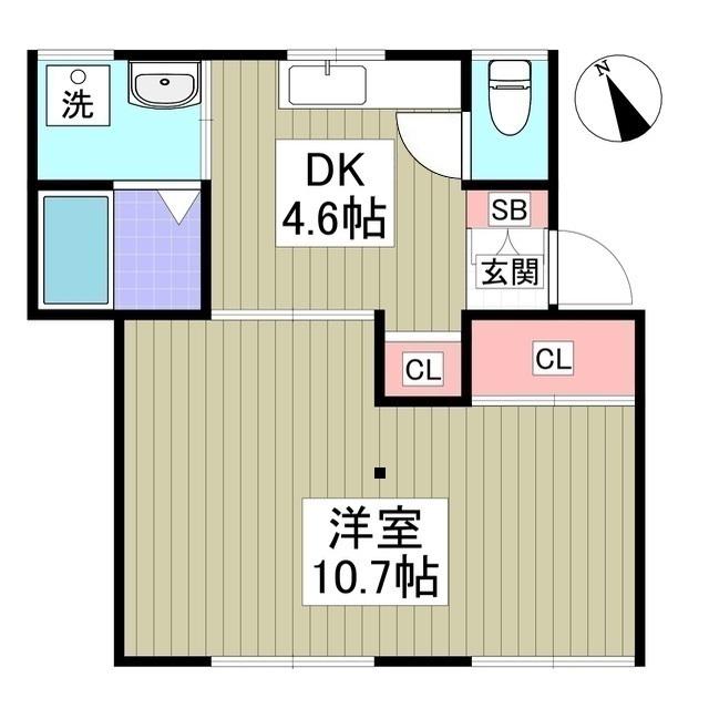 ハイツサングリーン(1DK/1階)の間取り写真
