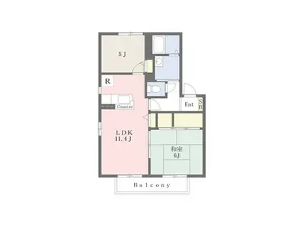 メゾンカメリア C棟(2LDK/2階)の間取り写真