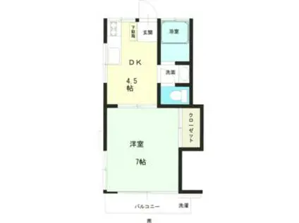 ホワイトハウス(1DK/2階)の間取り写真