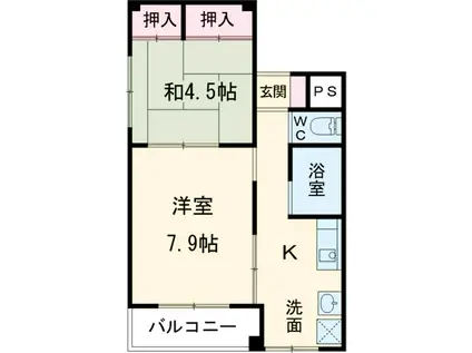 新宿マンション(2K/2階)の間取り写真