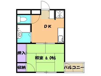 新宿マンション(1DK/2階)の間取り写真