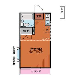 スカイコート(ワンルーム/1階)の間取り写真