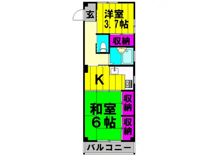 アイビュー東川口(2K/3階)の間取り写真