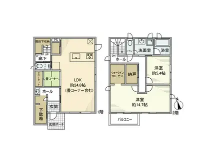 東海道本線 幸田駅 徒歩17分 2階建 築9年(2LDK)の間取り写真