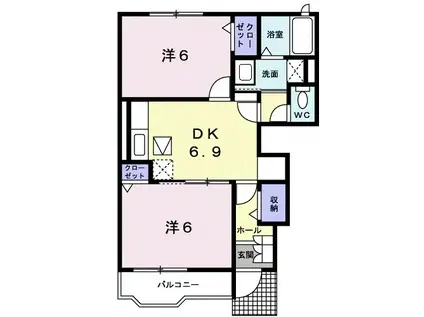 エスペランサⅡ(2DK/1階)の間取り写真