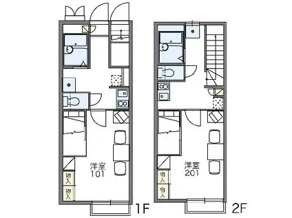 レオパレス長沢(1K/2階)の間取り写真