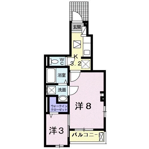 リアーレⅡ(2K/1階)の間取り写真