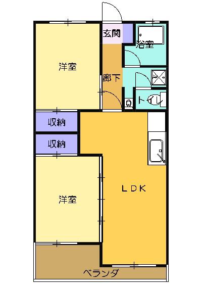 杉浦マンション(2LDK/3階)の間取り写真