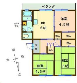 森岡ハイツ なかむら(3DK/3階)の間取り写真