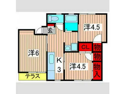 サンハウス今井A(3K/1階)の間取り写真