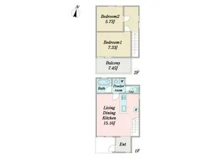 山口台ＳＫＹ　ＧＡＲＤＥＮ(2LDK)の間取り写真