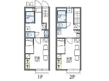 レオパレスアーバンブリッジ俎板(1K/1階)の間取り写真