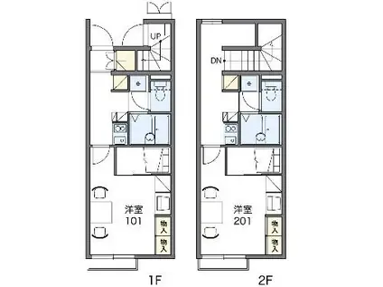レオパレス茶ノ木(1K/1階)の間取り写真