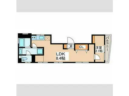 モデラートK(1LDK/2階)の間取り写真