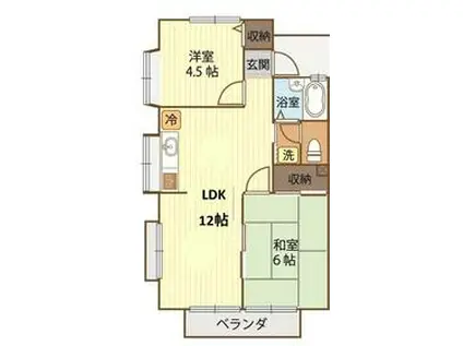 高柳コーポ(2LDK/2階)の間取り写真