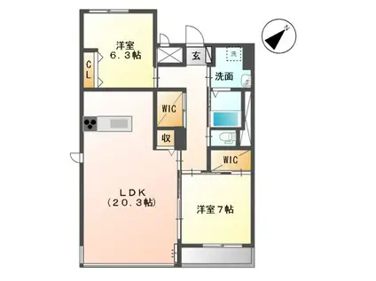 サニーコート安倍(2LDK/3階)の間取り写真