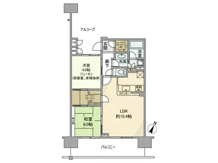 サングランデアルフィーヌB棟(2LDK/3階)の間取り写真