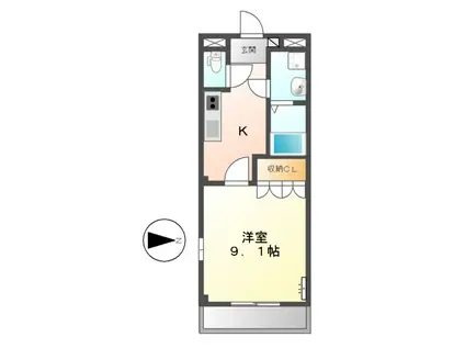 エルヴェ東小向Ⅱ(1K/2階)の間取り写真