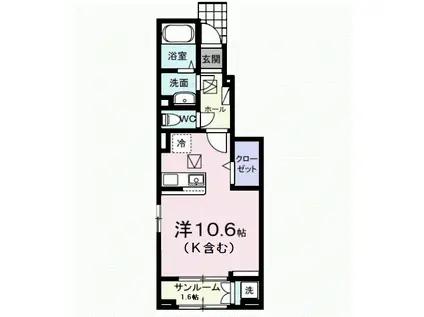 ガーデン ハウス イナバ Ⅱ(ワンルーム/1階)の間取り写真