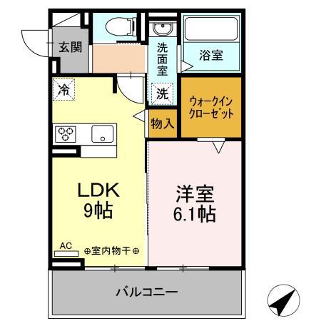 タウンコートⅢ(1LDK/2階)の間取り写真