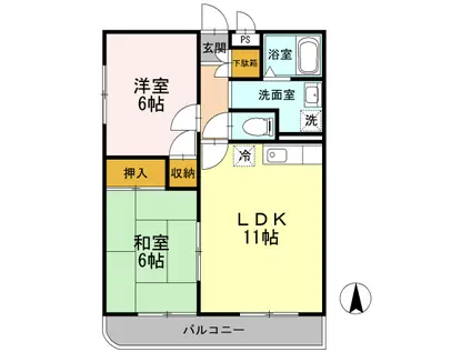 コアロードⅠ(2LDK/2階)の間取り写真