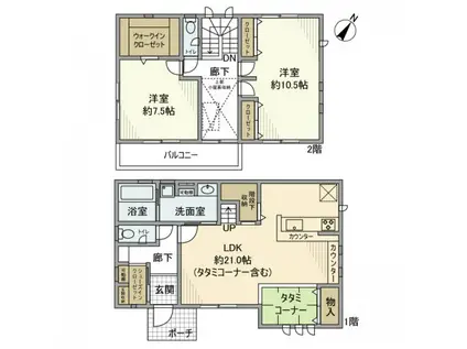 名鉄名古屋本線 今伊勢駅 徒歩18分 2階建 築7年(2LDK)の間取り写真