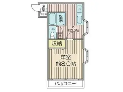 YMO弦巻(1K/3階)の間取り写真