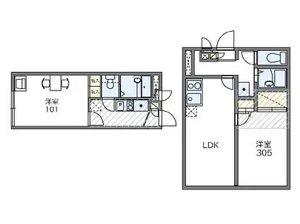 レオパレスUCHIMURA(1K/2階)の間取り写真