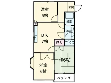 コンフォート楠(3DK/1階)の間取り写真