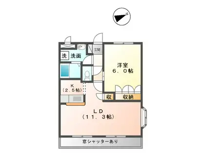 TIARA(1LDK/1階)の間取り写真