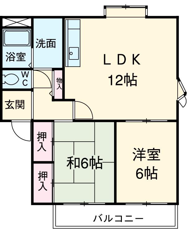 トルースヒルズITMG棟(2LDK/2階)の間取り写真