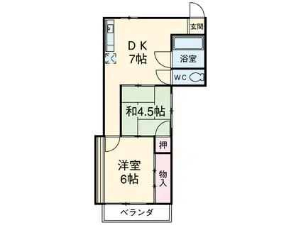 瑞穂ビル(2DK/5階)の間取り写真