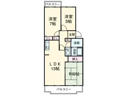 ヴェルデュール八事(3LDK/2階)の間取り写真