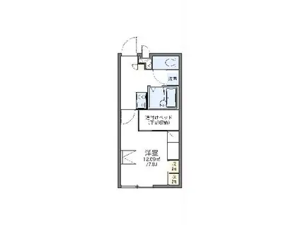 レオパレスカトレア(1K/2階)の間取り写真