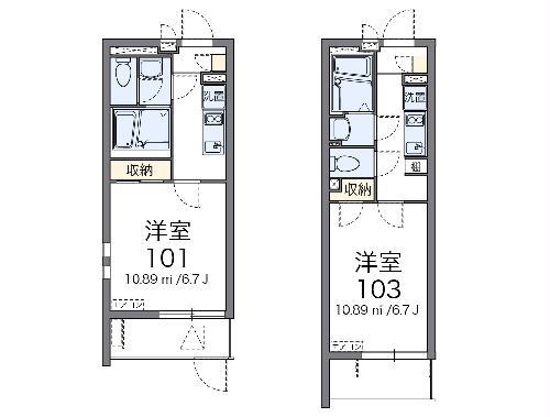 クレイノ四季(1K/2階)の間取り写真