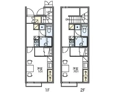 レオパレス川北(1K/2階)の間取り写真